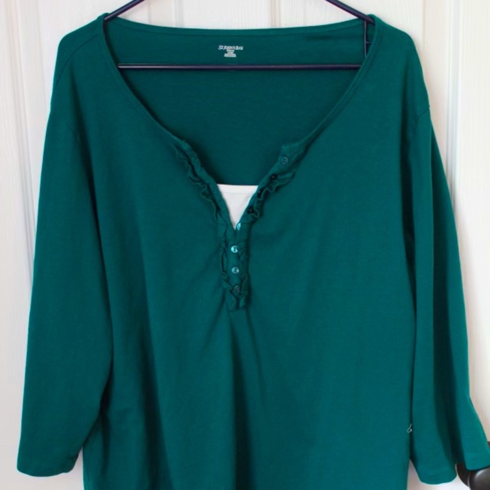 Long sleeve t-shirt in deep teal. 3x